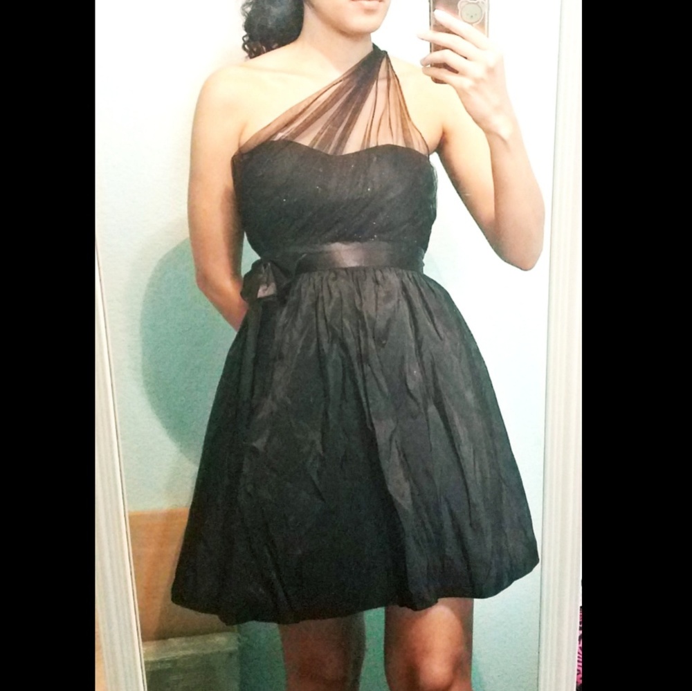One shoulder black dress